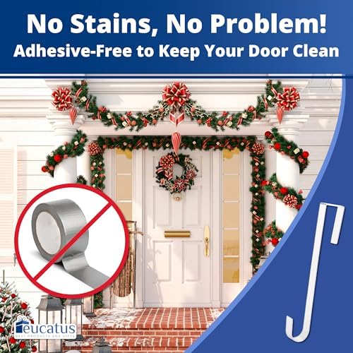 EUCATUS 12 Inch Clear Wreath Hanger for Doors and Windows