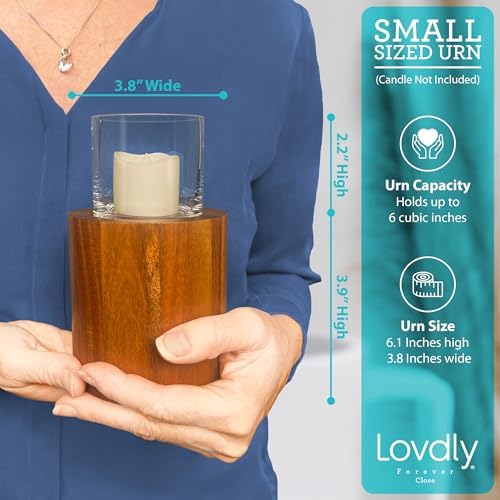 Lovdly Cremation Urn Wooden Glass Keepsake for Human Pet Ashes