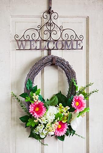 Evergreen Garden Rustic Bronze Welcome Wreath Holder 18x15 Inches