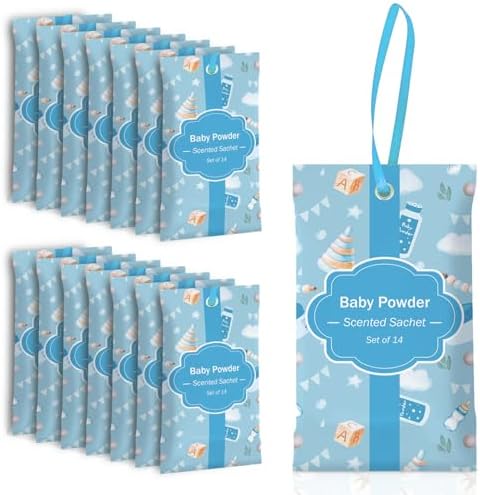 SCENTORINI Scented Sachets Baby Powder 14 Pack for Drawers Closets Cars