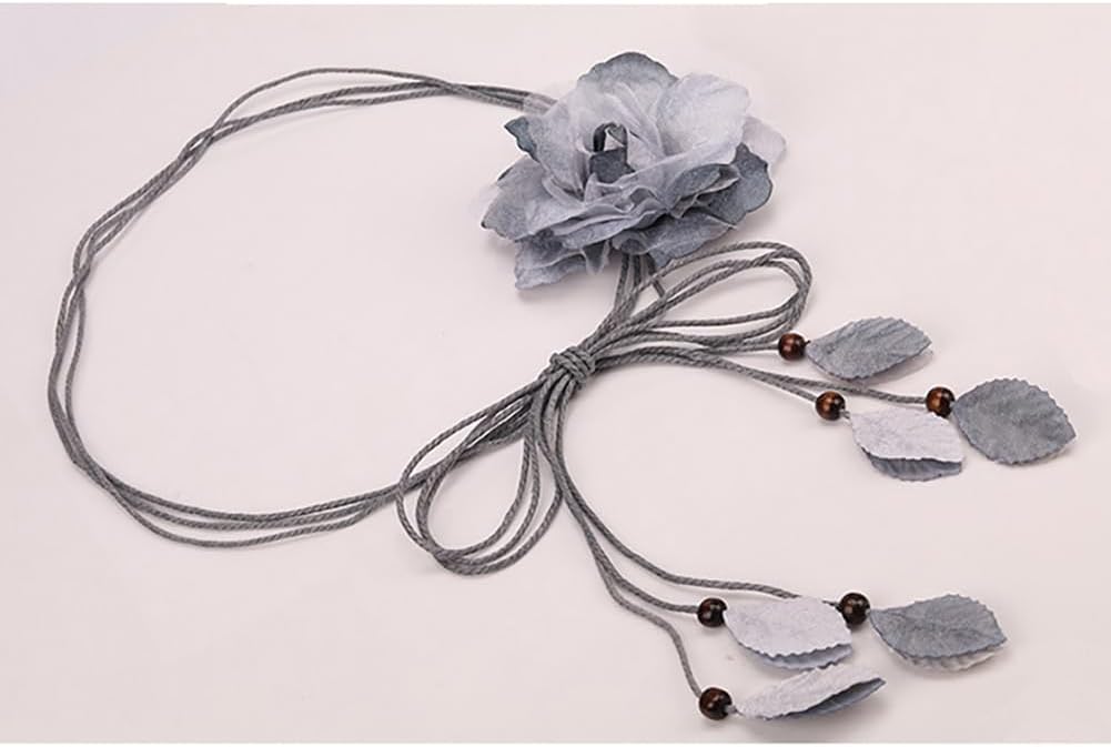 2 Pcs Decorative Curtain Tiebacks with Flower Design Grey