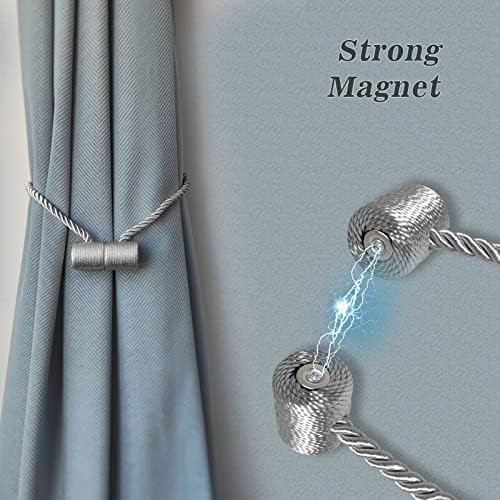Hion Magnetic Curtain Holdbacks Grey 4 Pack