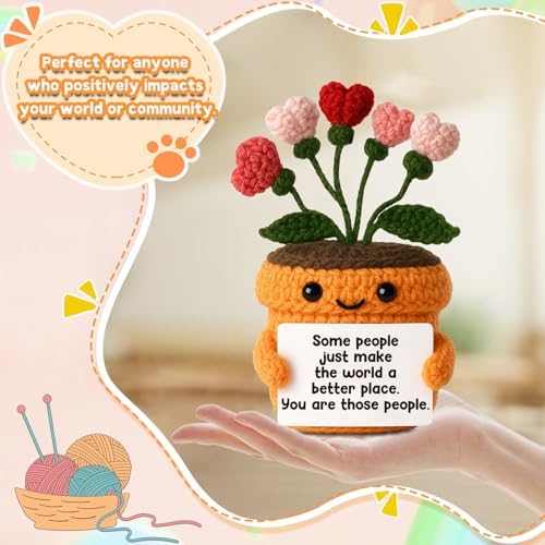 Crochet Heart Flower Plush Quote Gift
