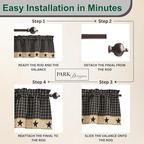 Park Designs Farmhouse Valance Curtain - 60x14 Plaid Fall Decor