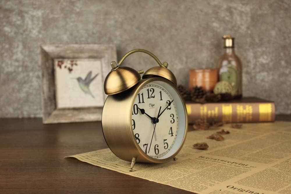 Maxspace Metal Golden Table Clock with Loud Alarm