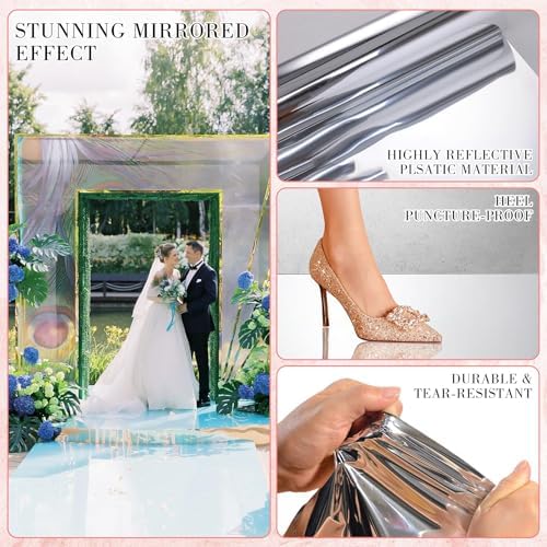 Silver Mirrored Wedding Aisle Runner 33x328 Feet