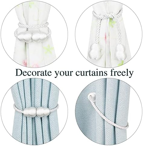 Magnetic Curtain Tiebacks 2 Pack White Rope Holders