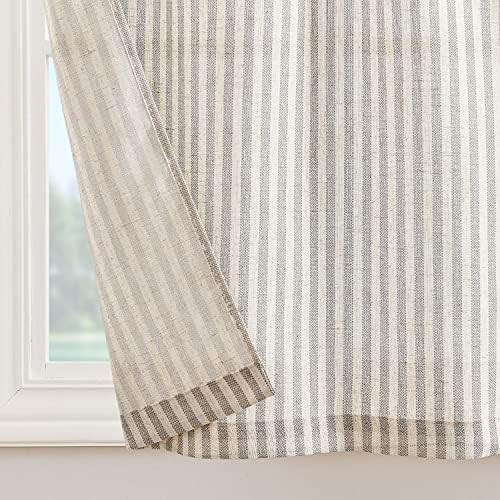 Jinchan Tie Top Linen Kitchen Curtains 2 Panels Taupe Grey
