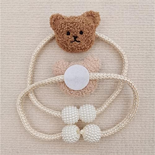 2 Pack Cartoon Bear Curtain Ties Plush Design White