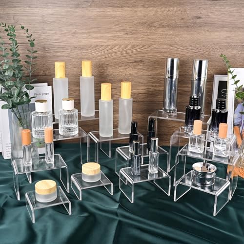 12 Pcs Acrylic Display Risers 2 Sets for Jewelry and Perfume Showcase