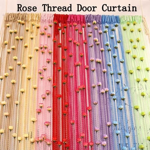 Rose Thread Door Curtain with Decorative Roses