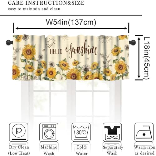 Sunflower Summer Valance Curtain for Home Kitchen Bedroom