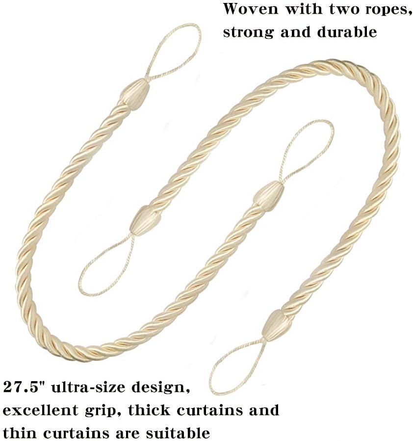 BEL AVENIR Curtain Tiebacks with 2 Metal Hooks 2 Pack