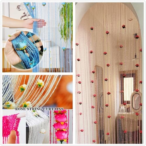Rose Thread Door Curtain with Decorative Roses