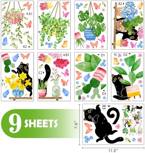 Mfault 115 PCS Spring Summer Black Cat Window Stickers