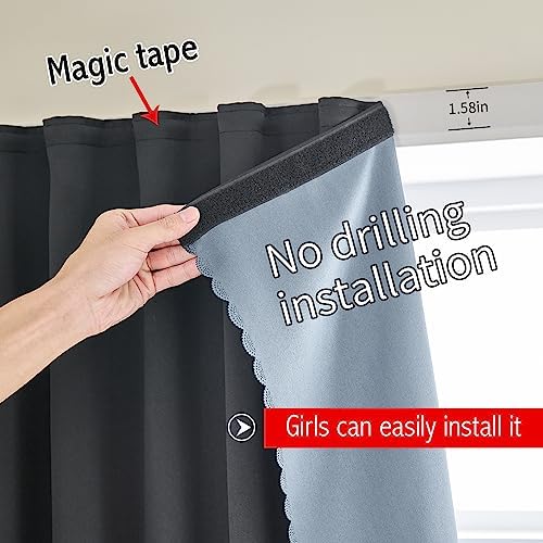 AJAZZ Self Adhesive Portable 100 Blackout Curtains 1-Pack