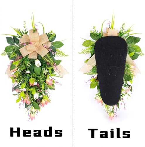 Tulips Teardrop Swag with Burlap Bow and Greenery