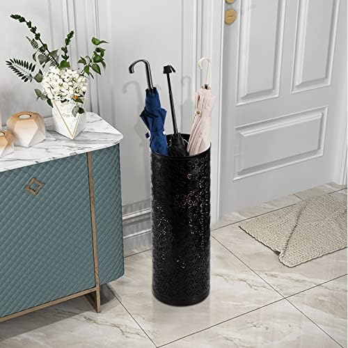 Hacaroa Black Metal Round Umbrella Stand Rack