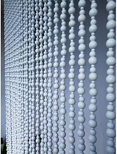 OKUOKA White Wood Beaded Door Curtain - 23 Strands