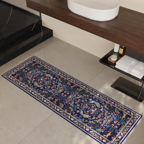 Rugcomf Floral Washable Kitchen Runner Rug
