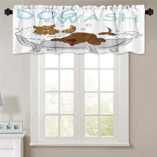 Valance Curtains 36x18 Playful Dogs Grooming Cute Pets Theme Rod Pocket