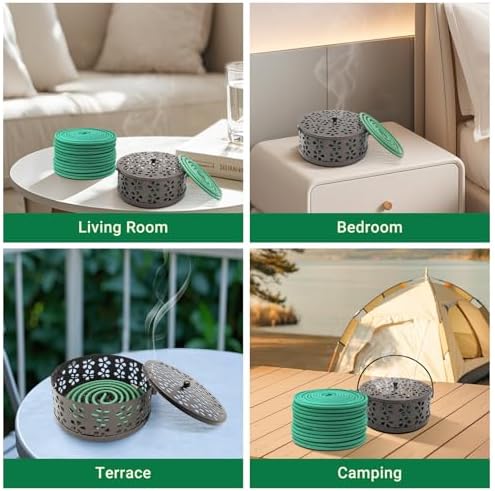 GVOPGIDES Large Citronella Incense Coils and Holder