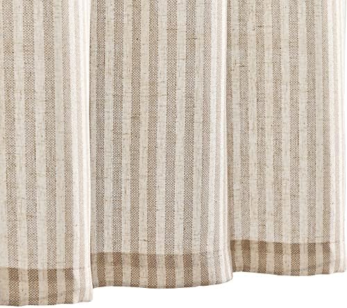 Jinchan Linen Valance Curtain 16 Inch Tan on Beige 1 Panel