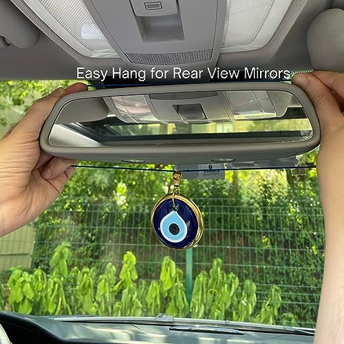 Turkish Blue Evil Eye Car Hanging Ornament Set of 2
