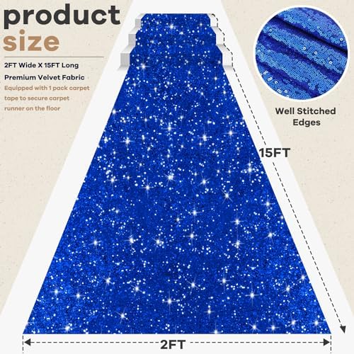 Royal Blue Sequins Aisle Runner 2FTx15FT Carpet for Wedding Parties