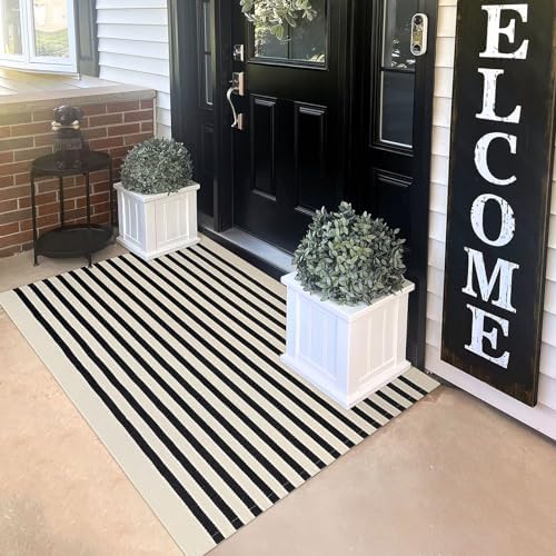 KILOCOCO Beige Striped 3x5 Area Rug