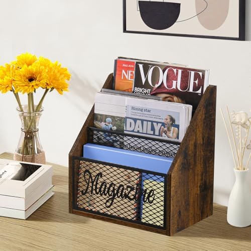 YINMIT 3 Tier Magazine Holder Floor Rack