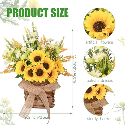 Dolicer Sunflower Wreath 157 Inch Hanging Decor