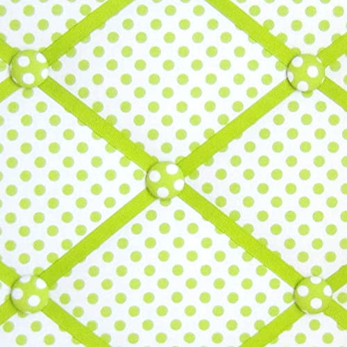 11x14 White and Lime Green Polka Dot Memory Board Bow Board