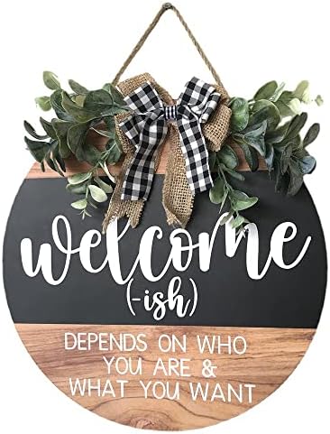 Welcome Sign Front Door Decor 12 Inch Wood Wreath
