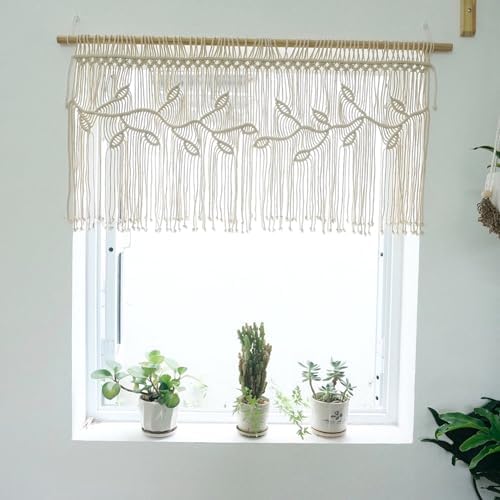 Macrame Valance Curtain for Kitchen 3543x2362 Inch Boho Decor
