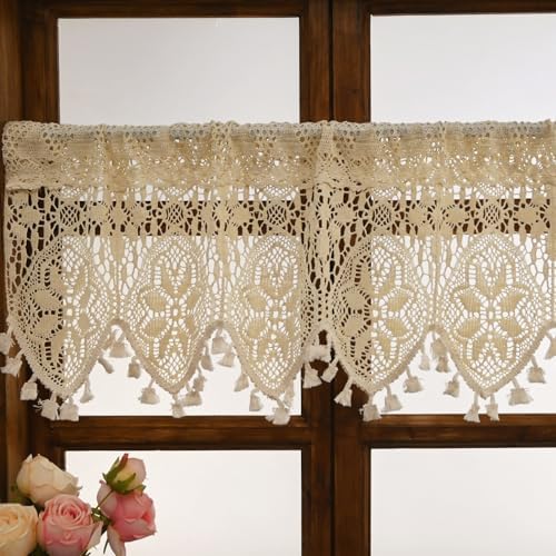 Retro Crochet Valance for Kitchen Window 1 Panel