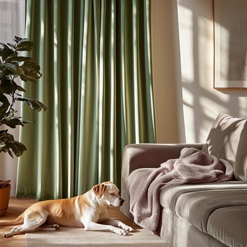 Lazzzy Velvet Thermal Insulated Curtain 84 Inch Sage Green