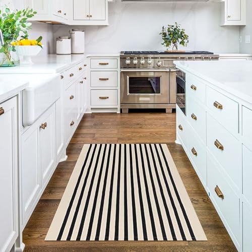 KILOCOCO Beige Striped 3x5 Area Rug