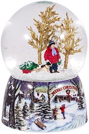 Roman Merry Xmas Snow Globe with Music and Glitter