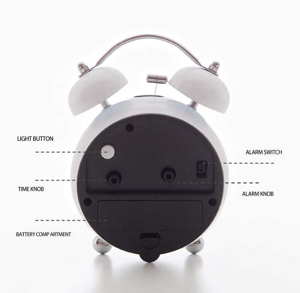 Loud Alarm Clock with Twin Bell and Backlight for Deep Sleepers