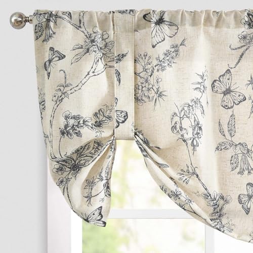 Lazzzy Floral Linen Valance for Kitchen Window