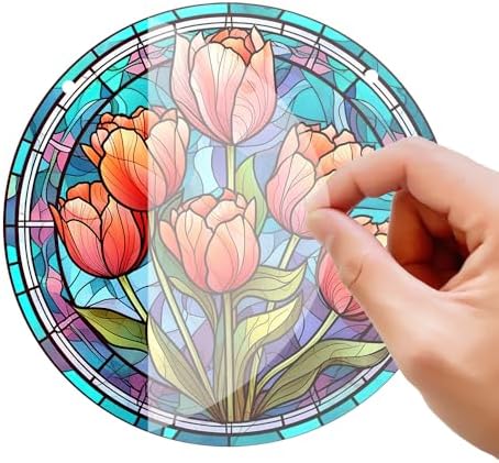 HOTIYOK Red Tulips Flower Acrylic Window Decor