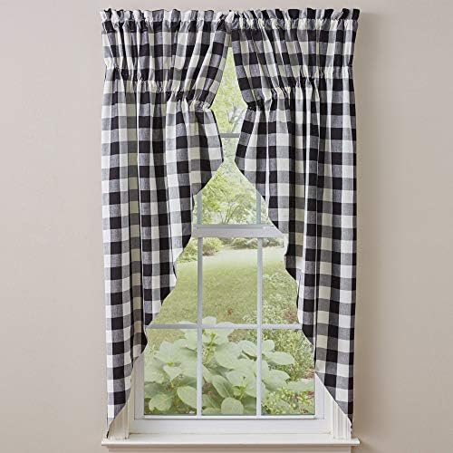 Park Designs Black Buffalo Check Lined Valance Swag 72x63