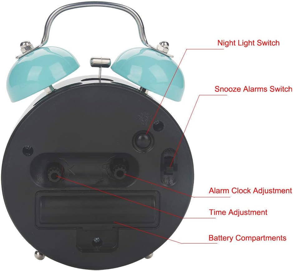 AUNMAS Double Alarm Clock Ultra Quiet Night Light