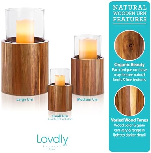 Lovdly Cremation Urn Wooden Glass Keepsake for Human Pet Ashes