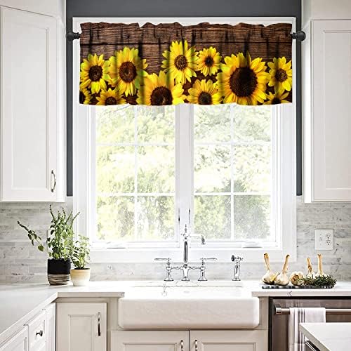 Sunflower Valance Curtains for Kitchen Living Room 54x18 Inch