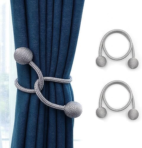 Winsharp Magnetic Curtain Tiebacks 4 Pcs Gray Holdbacks
