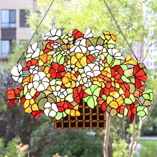 Bieye W10036 Forget-me-nots Stained Glass Panel