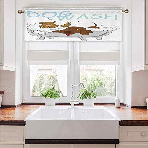 Valance Curtains 36x18 Playful Dogs Grooming Cute Pets Theme Rod Pocket