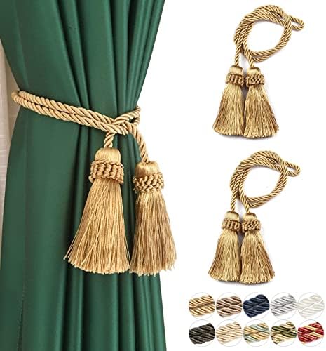Fenghuangwu Curtain Tiebacks Handmade Gold 2P